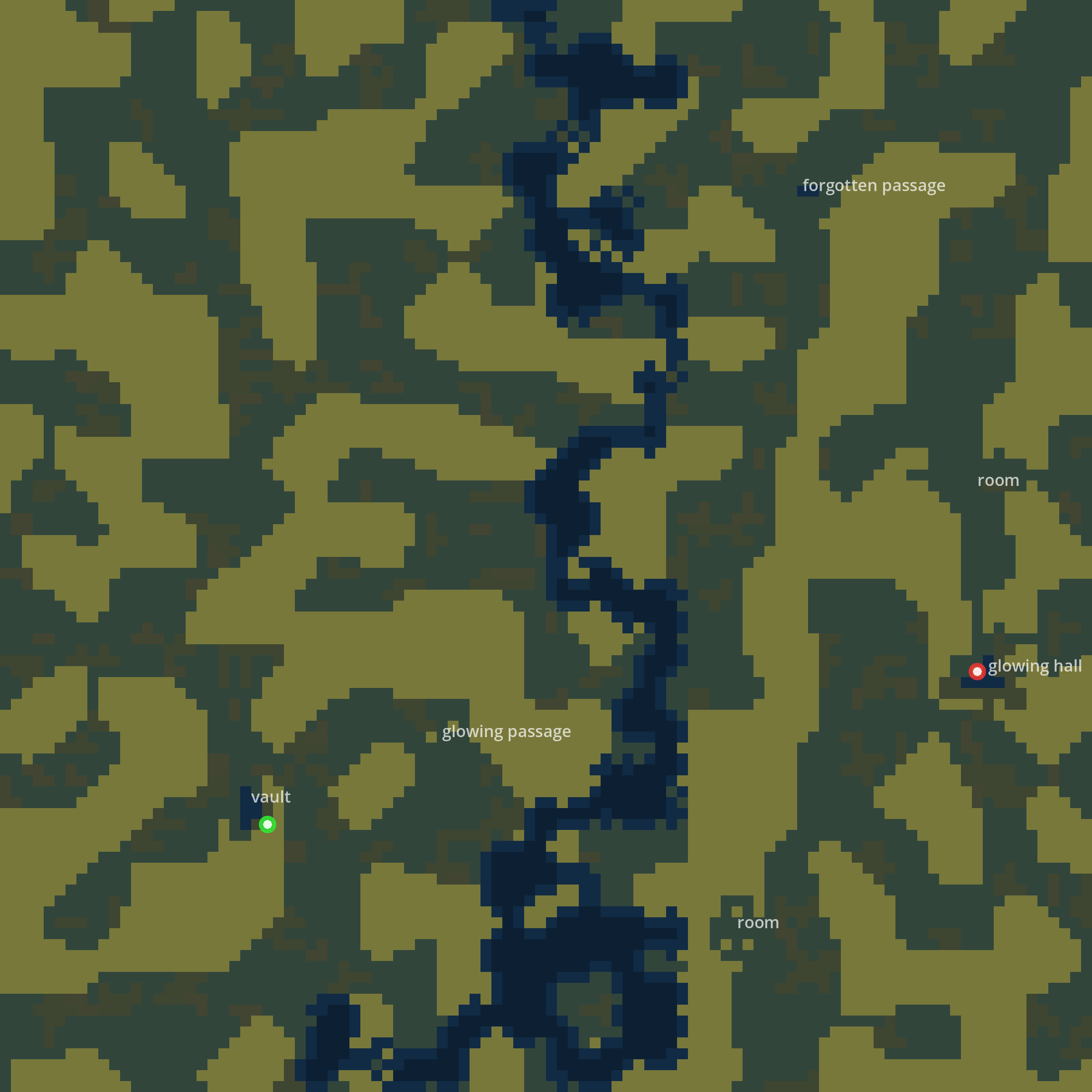 Caverns, Automata and the Meander Revisited